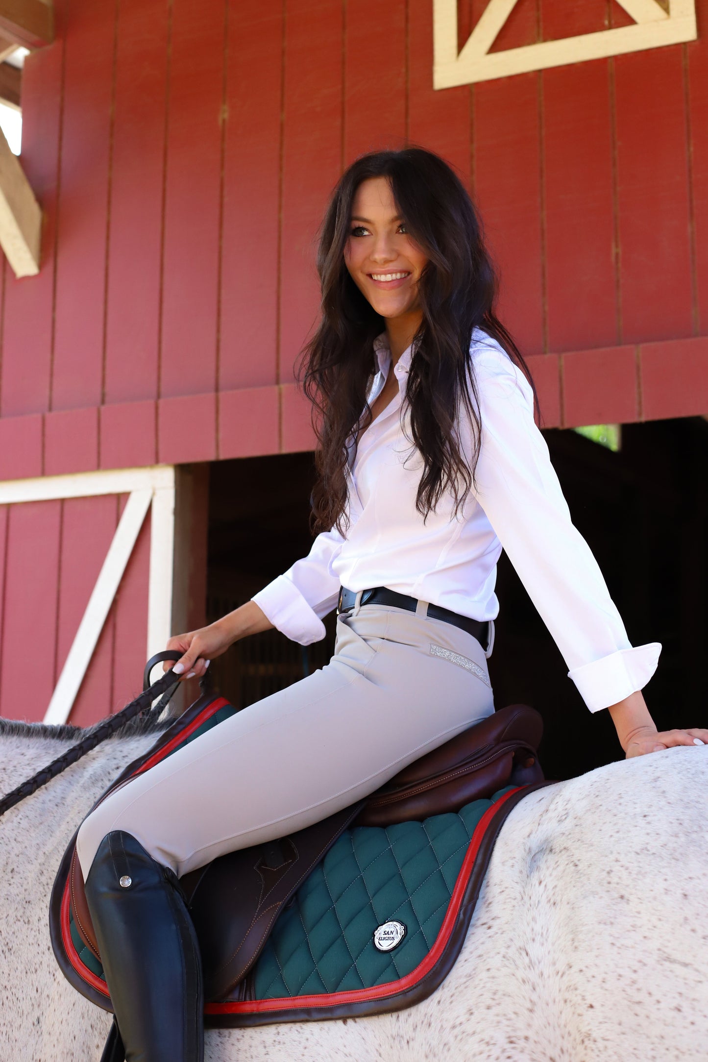 Jump Saddle Pad | Green- Brown & Red