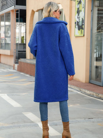 Trendsi Collared Neck Button Down Coat With Pockets