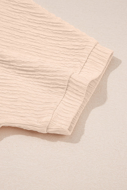 Luxury Textured V Neck T Shirt and Shorts Set