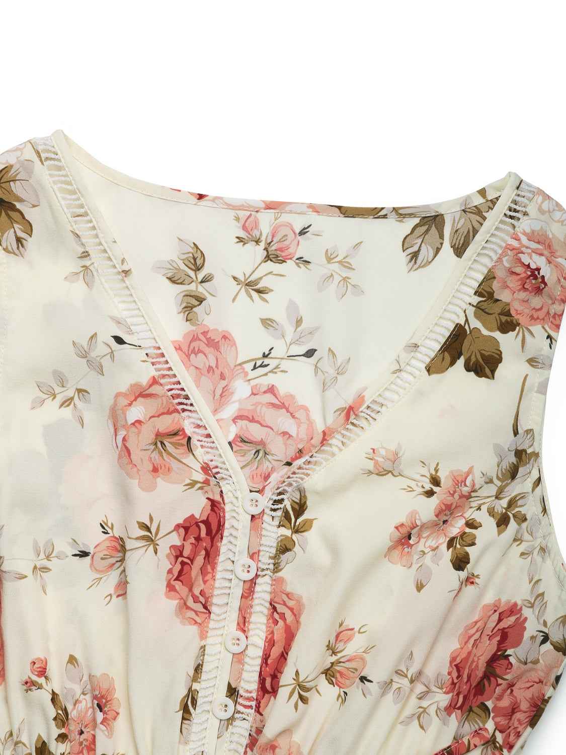 Printed Ruffled Hem V-Neck Dress