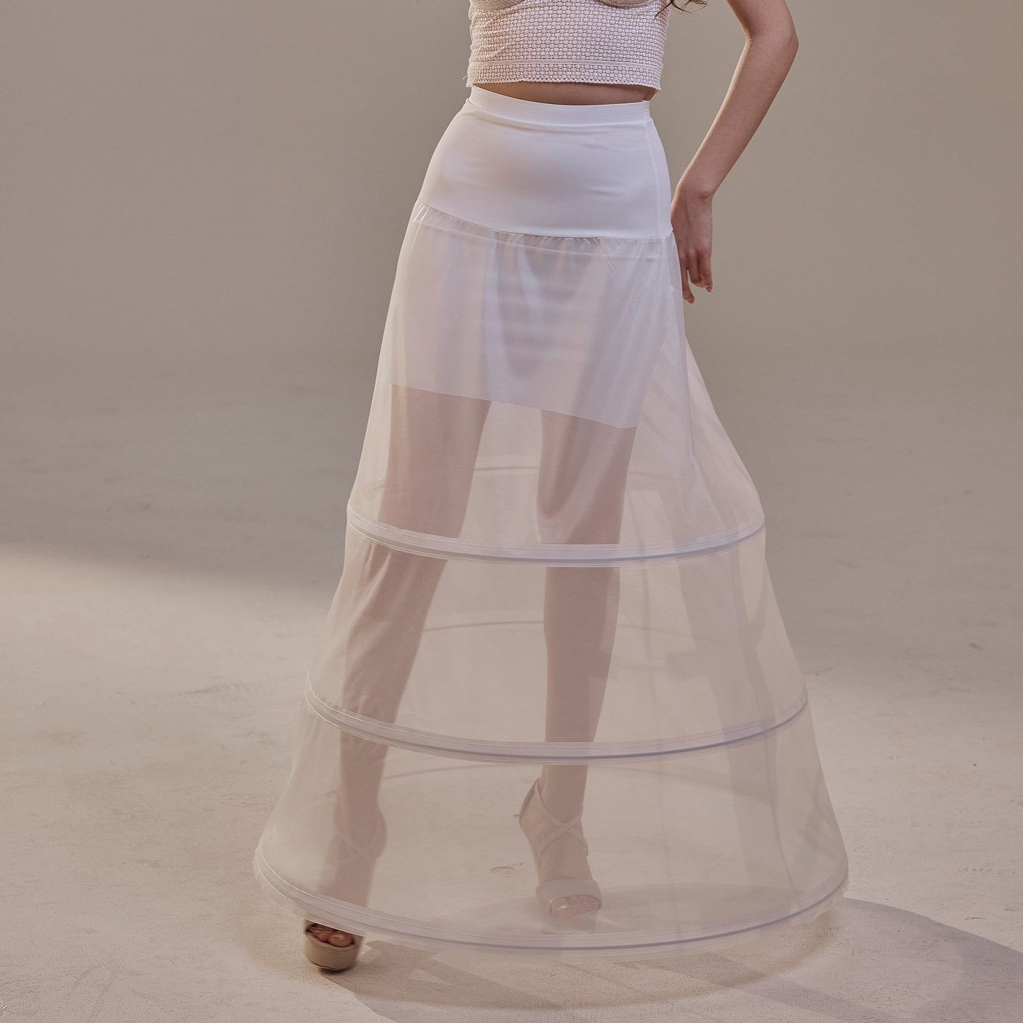 A-Line Wedding Dress Crinoline Skirt , 3 Hoops & Waist Corsage