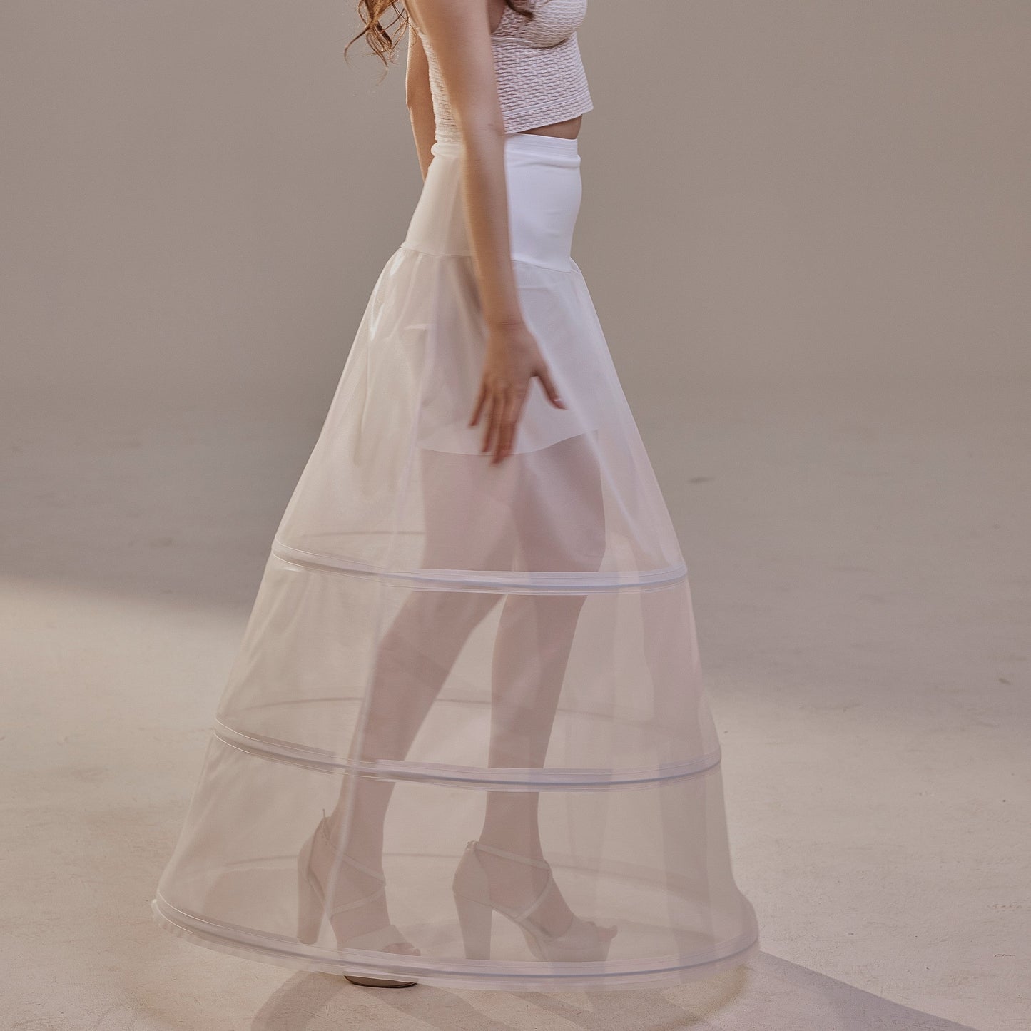 A-Line Wedding Dress Crinoline Skirt , 3 Hoops & Waist Corsage