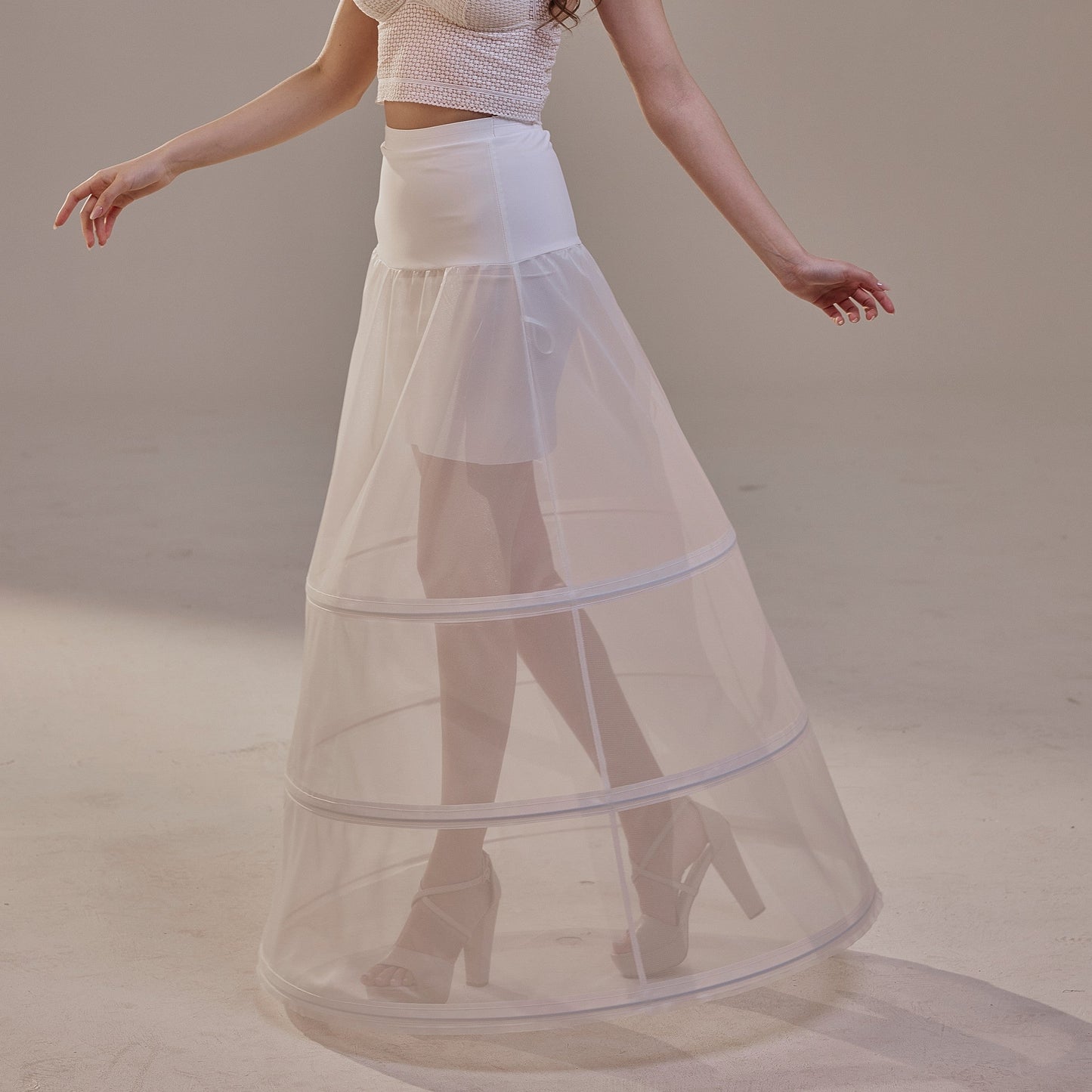 A-Line Wedding Dress Crinoline Skirt , 3 Hoops & Waist Corsage