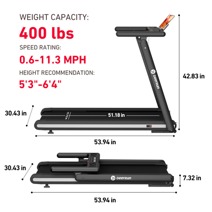 DeerRun X20 Treadmill with 15% Auto Incline Full Running Deck Treadmill | 400 lbs, 11.3 mph