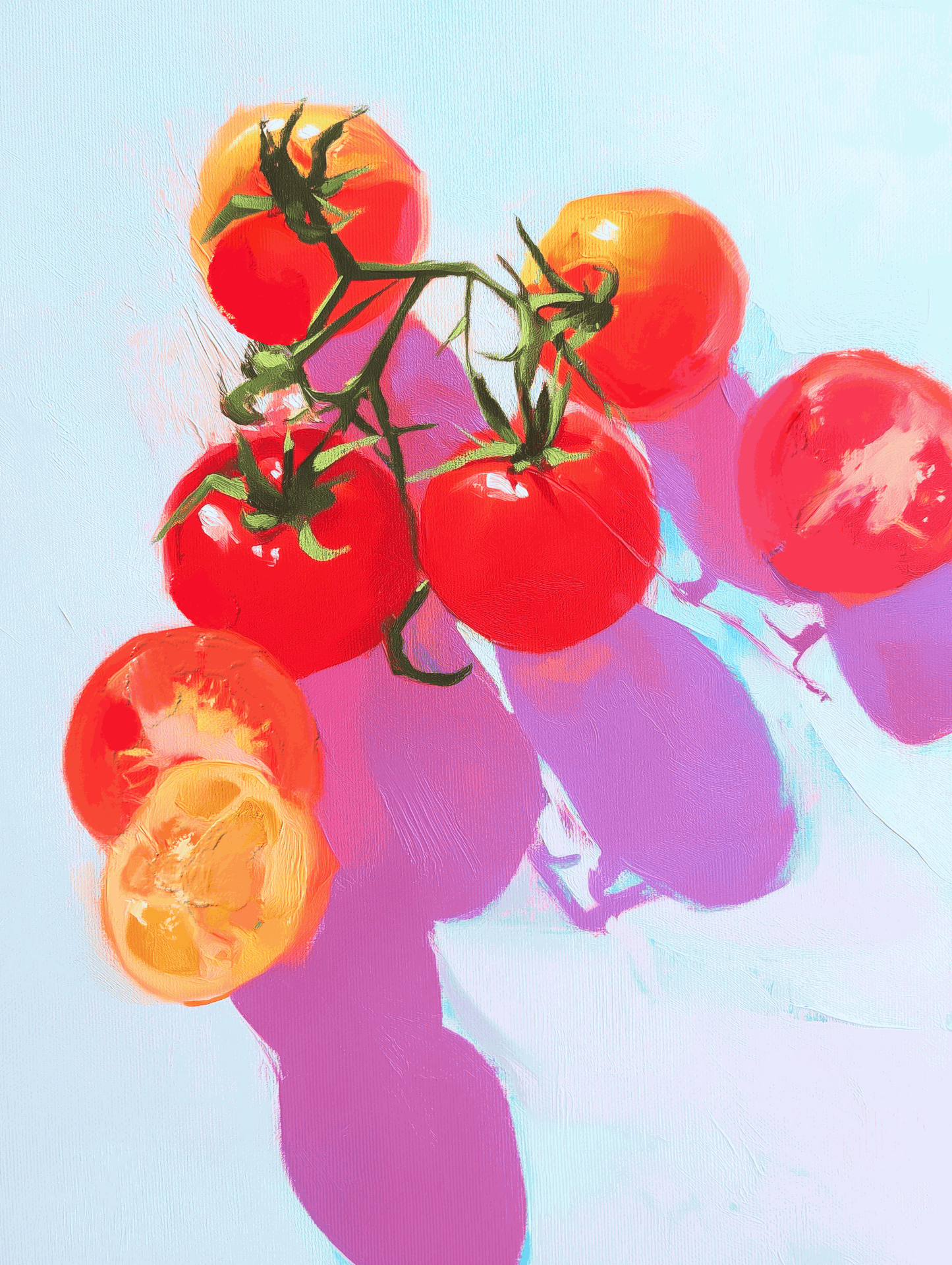 Tomato Study Art Print – Vibrant Botanical Illustration for Kitchen & Contemporary Wall Décor, Archival Quality, Ready to Hang
