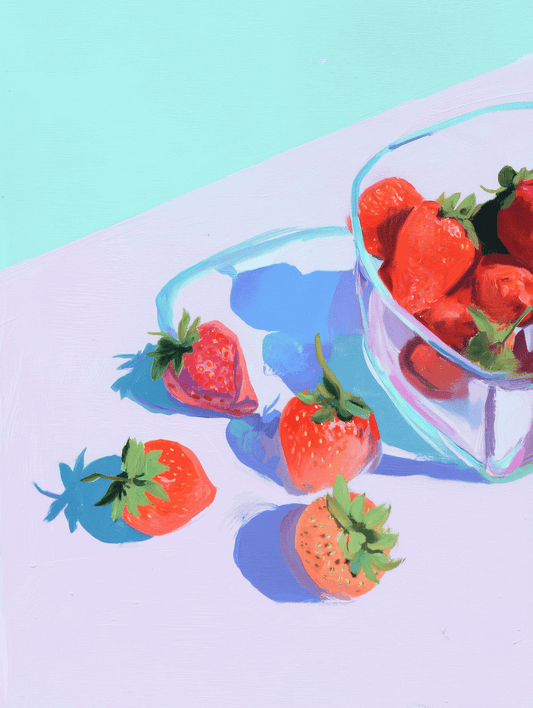 Strawberry Study Art Print – Botanical Fruit Illustration for Kitchen & Contemporary Wall Décor, Archival Quality, Ready to Hang