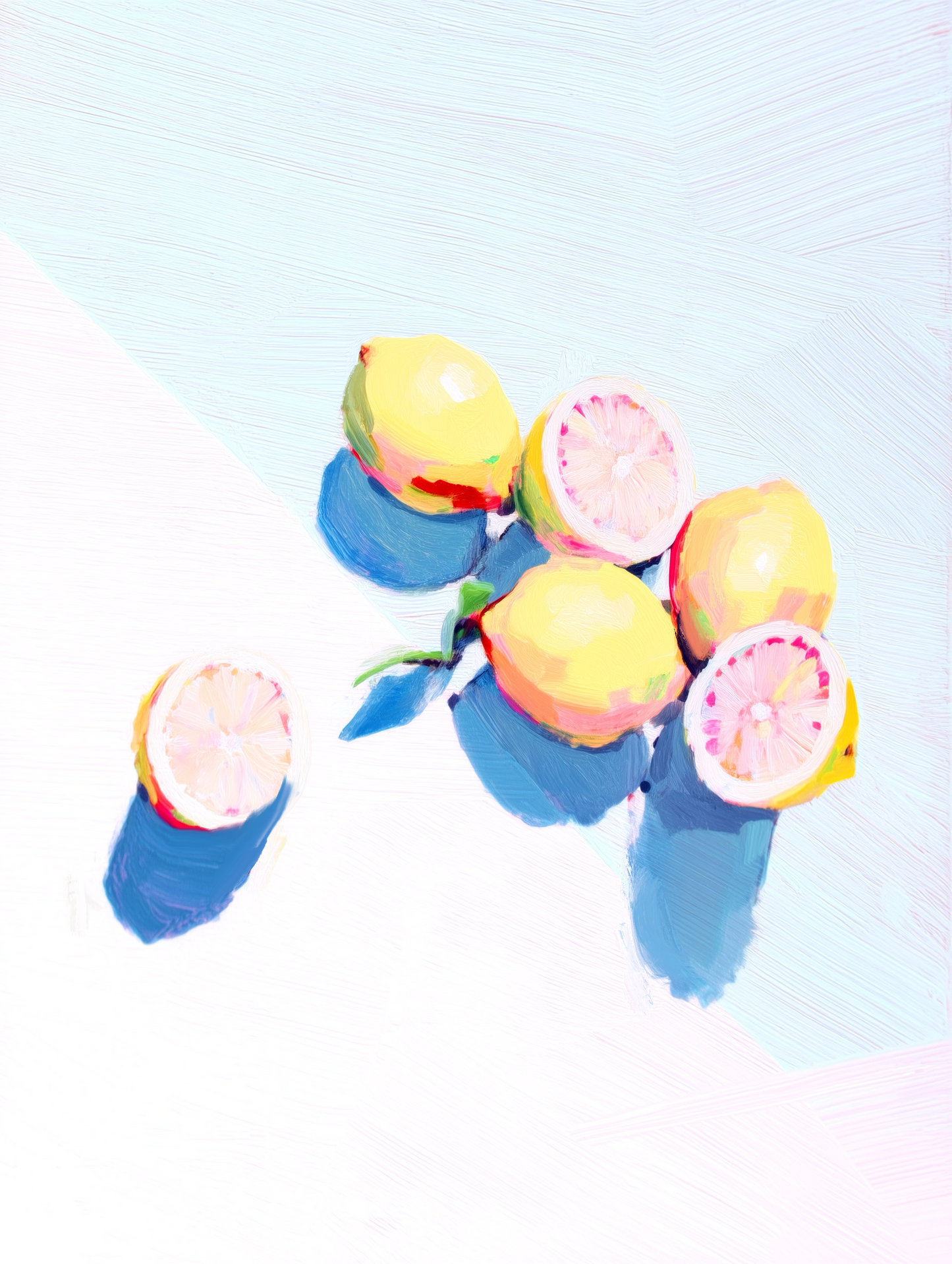 Lemon Study – Original Acrylic Painting on Canvas, 18"x24", Botanical Wall Art