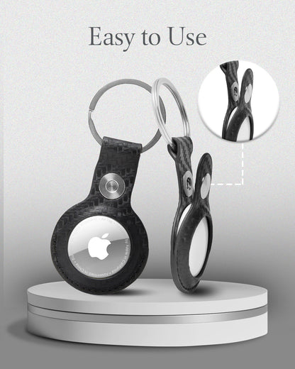 Genuine Leather AirTag Keychain – Protective Holder with Metal Ring