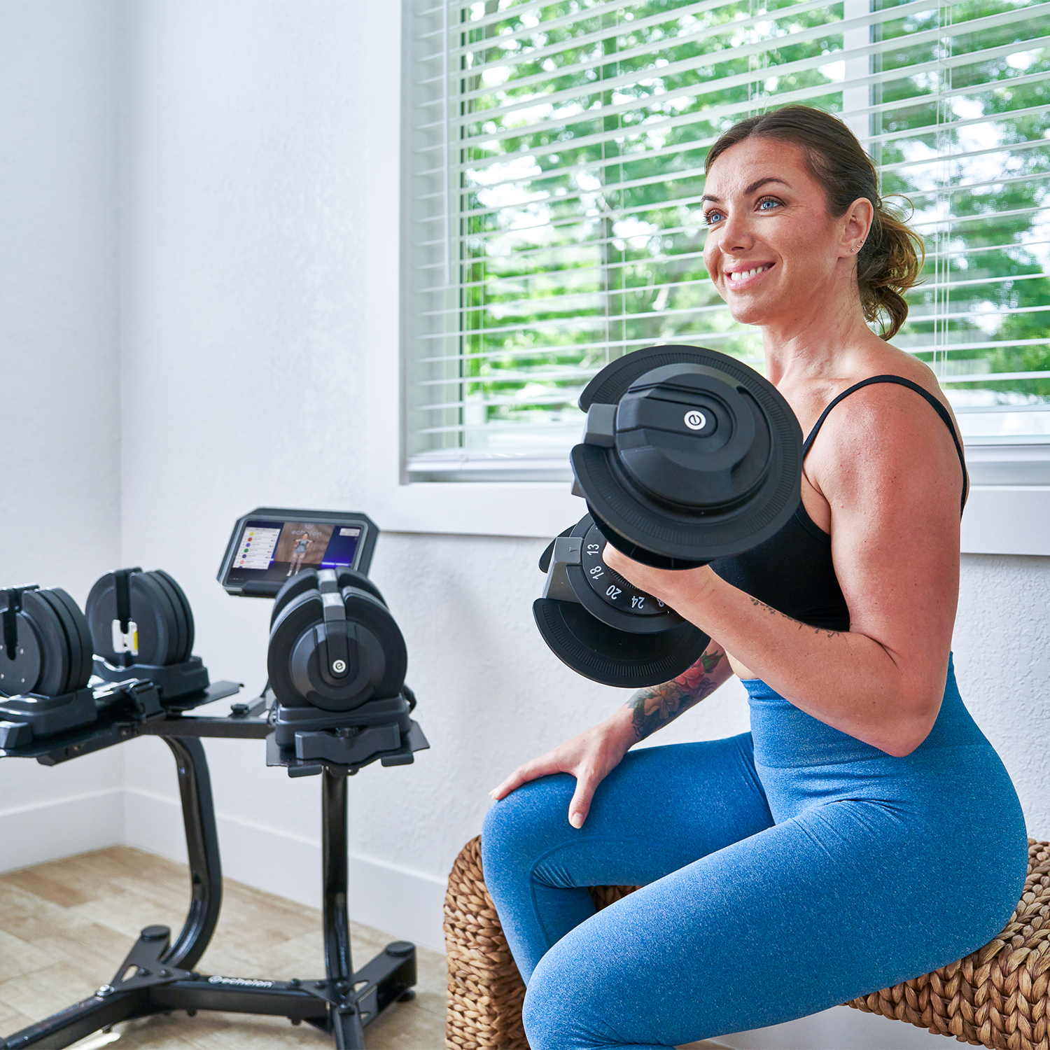 Echelon Strength Adjustable Dumbbells with Stand