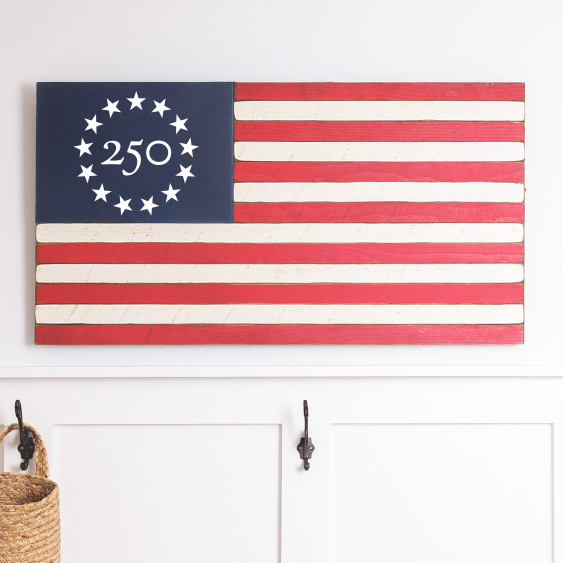Collective - Freedom 250 Classic Wooden American Flag - Handcrafted Patriotic Wall Art