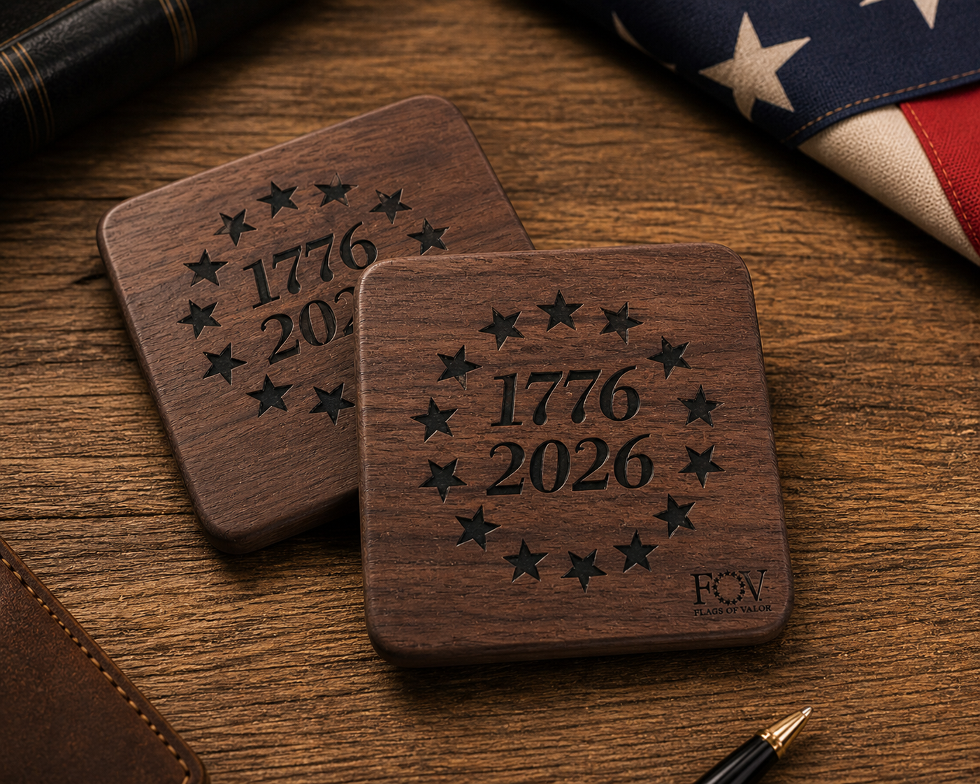 Collective - Freedom 250 Walnut Coaster Set