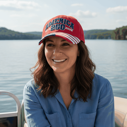 America 250th Anniversary Cap – American Flag Bill | Patriotic Cotton Twill Hat