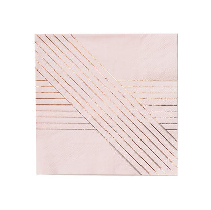 Amethyst - Pale Pink Striped Lunch Paper Napkins