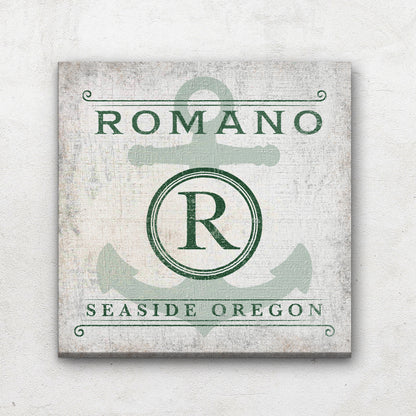 Personalized Family Name & Anchor Monogram Canvas Decor