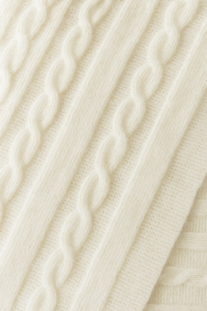 Angora and Wool | Knit Scarf (solid, beige)
