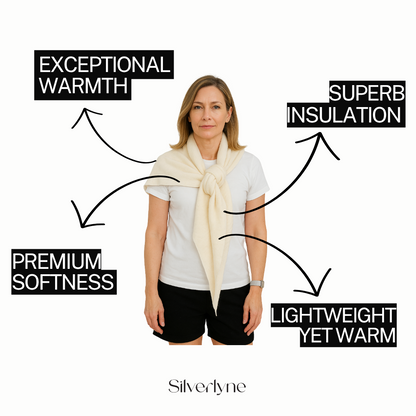 Angora and Wool | Triangle Knit Scarf (solid, beige)