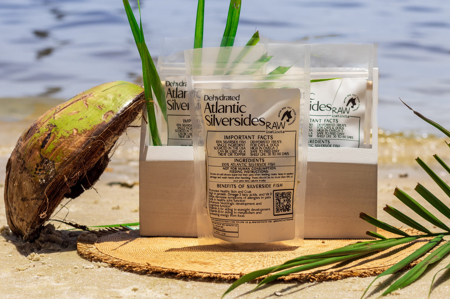 Dehydrated Atlantic Silverside – 1.7oz | Raw Instincts | Small Batch Florida Fish Treat for Cats & Dogs