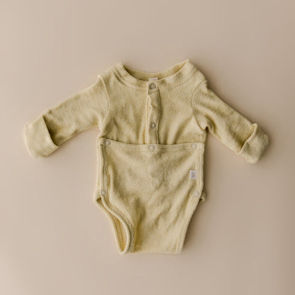 Terry Front flap Onesie | Buttercream