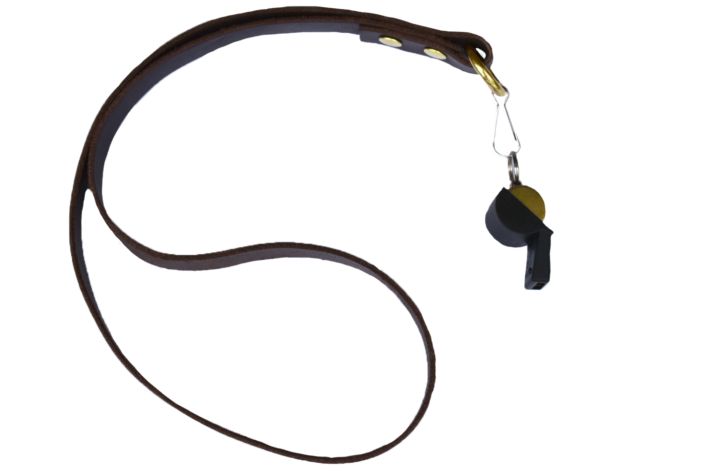 Brass-Gold Plated Dog Whistle With Leather Lanyard
