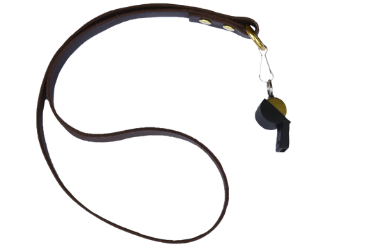 Brass-Gold Plated Dog Whistle With Leather Lanyard