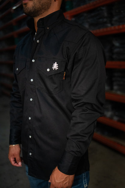 FR Western Style Pearl Snap - Black