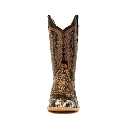 Men's Bulldog Hand Tooled Boots - Long Horn / Cowhide