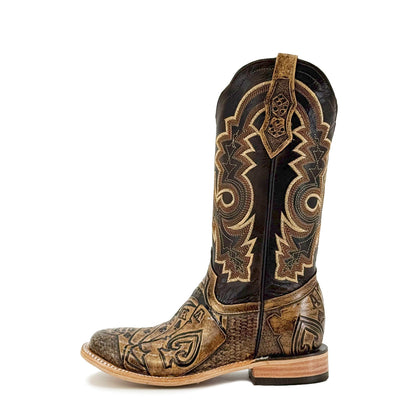 Women's Bulldog Hand Tooled Boots - Royal Flush Rustic