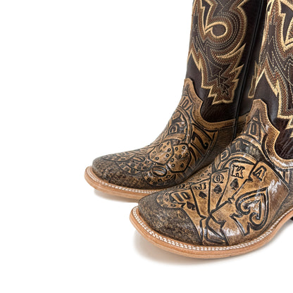 Women's Bulldog Hand Tooled Boots - Royal Flush Rustic