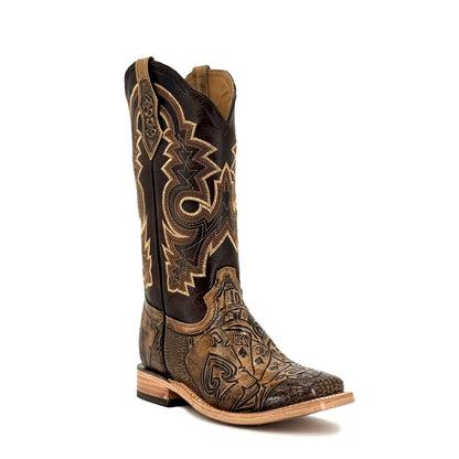 Women's Bulldog Hand Tooled Boots - Royal Flush Rustic