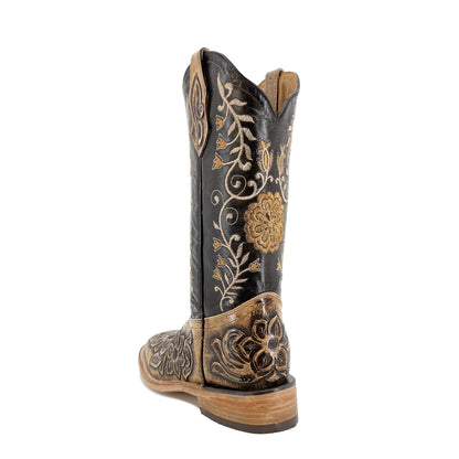 Women’s Bulldog Hand Tooled Boots - Floral Rustic