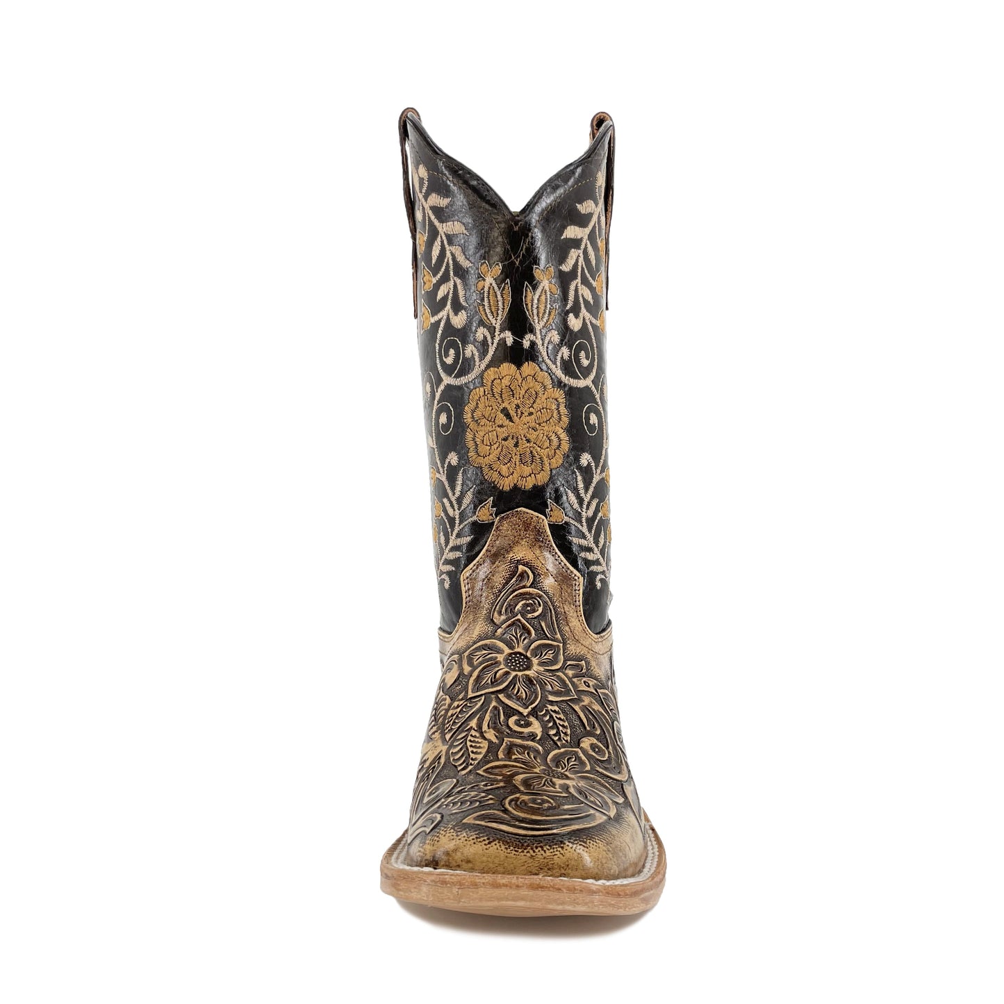 Women’s Bulldog Hand Tooled Boots - Floral Rustic