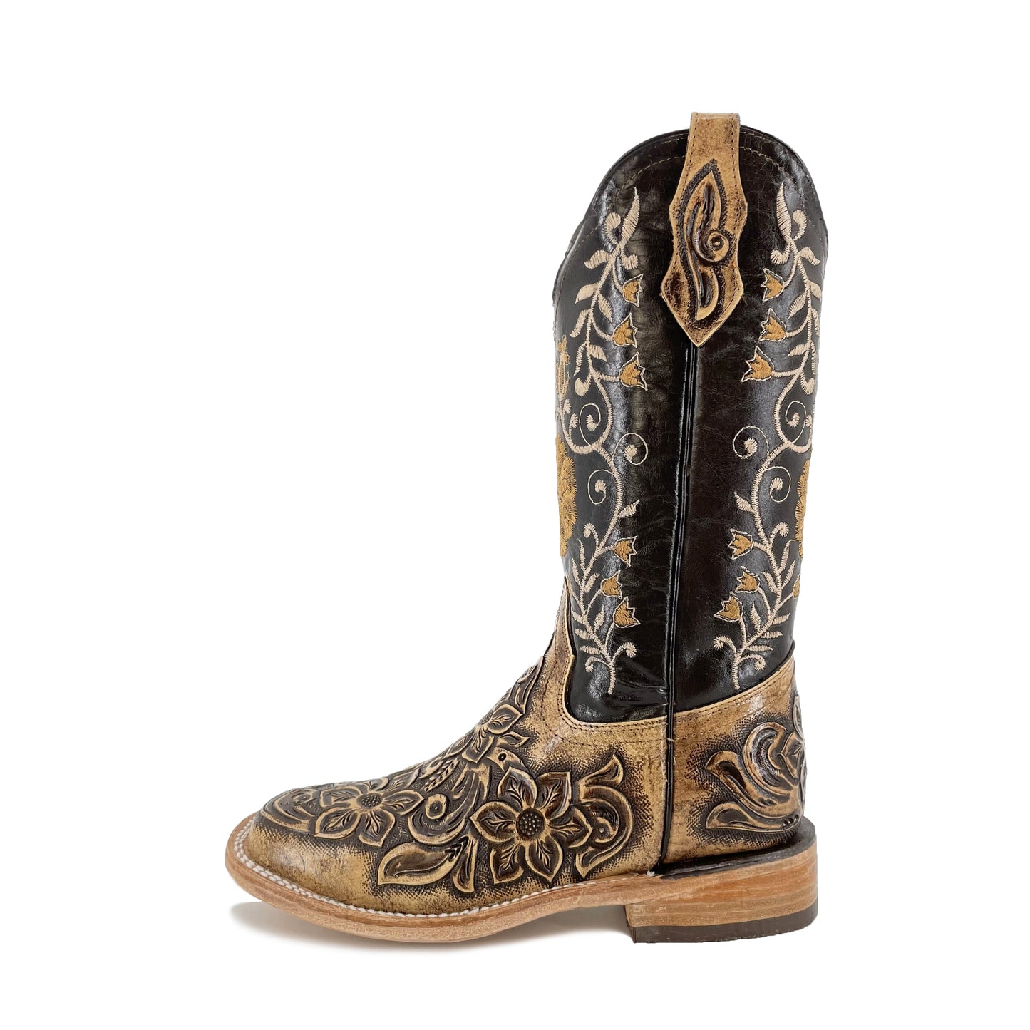 Women’s Bulldog Hand Tooled Boots - Floral Rustic