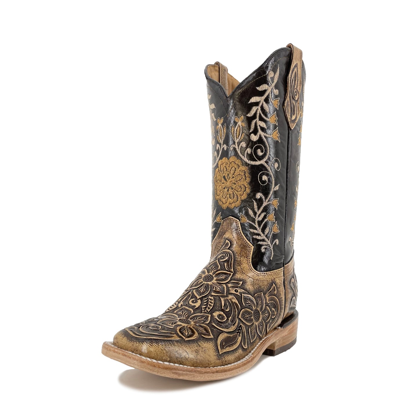 Women’s Bulldog Hand Tooled Boots - Floral Rustic