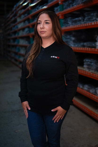 Women's FR 3-Button Henley - Black