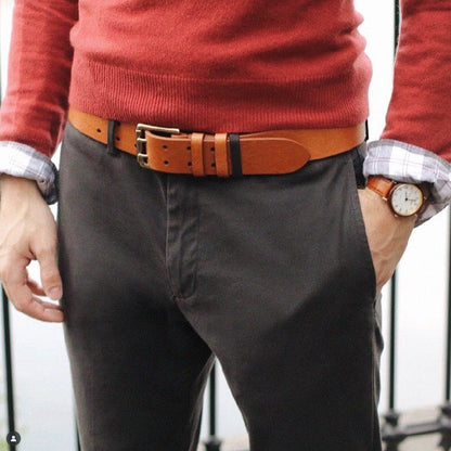 Black Leather Double Prong Jean Belt | 1.5" Width