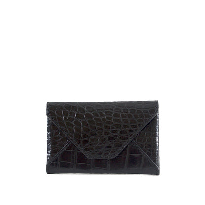 Brown Genuine Alligator Envelope Wallet with Hidden Snap | h5041
