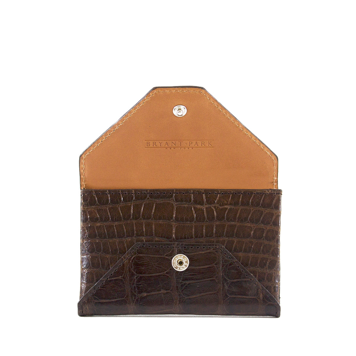 Brown Genuine Alligator Envelope Wallet with Hidden Snap | h5041