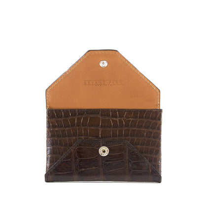Brown Genuine Alligator Envelope Wallet with Hidden Snap | h5041