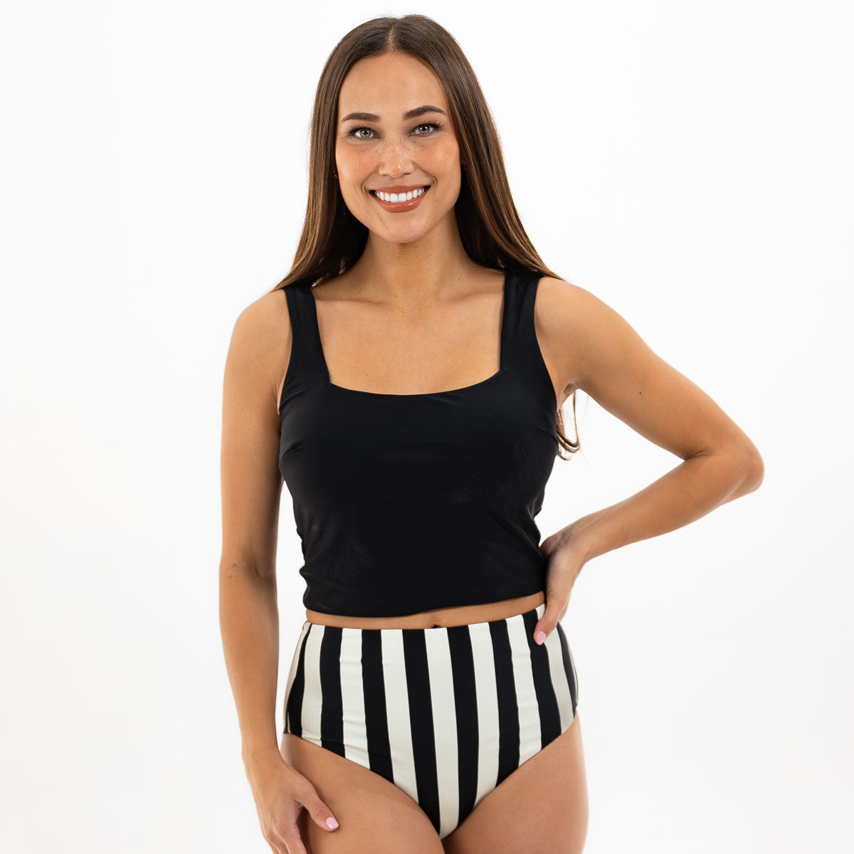 Square Neck Crop Tankini Top