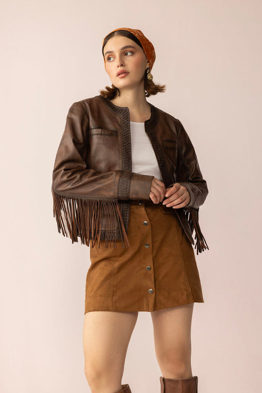 The Outlaw Edit Leather Jacket in Dusk Brown