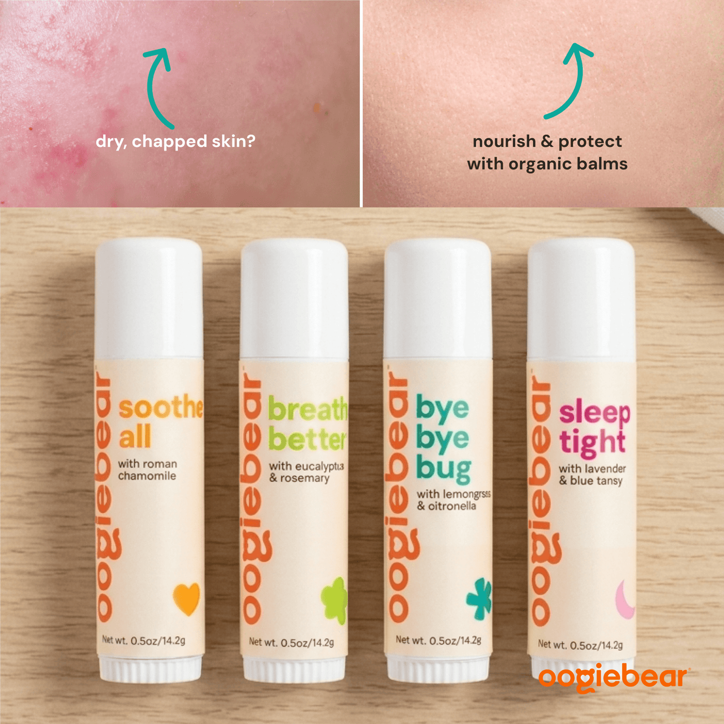 oogiebear organic balm collection (4-pack)