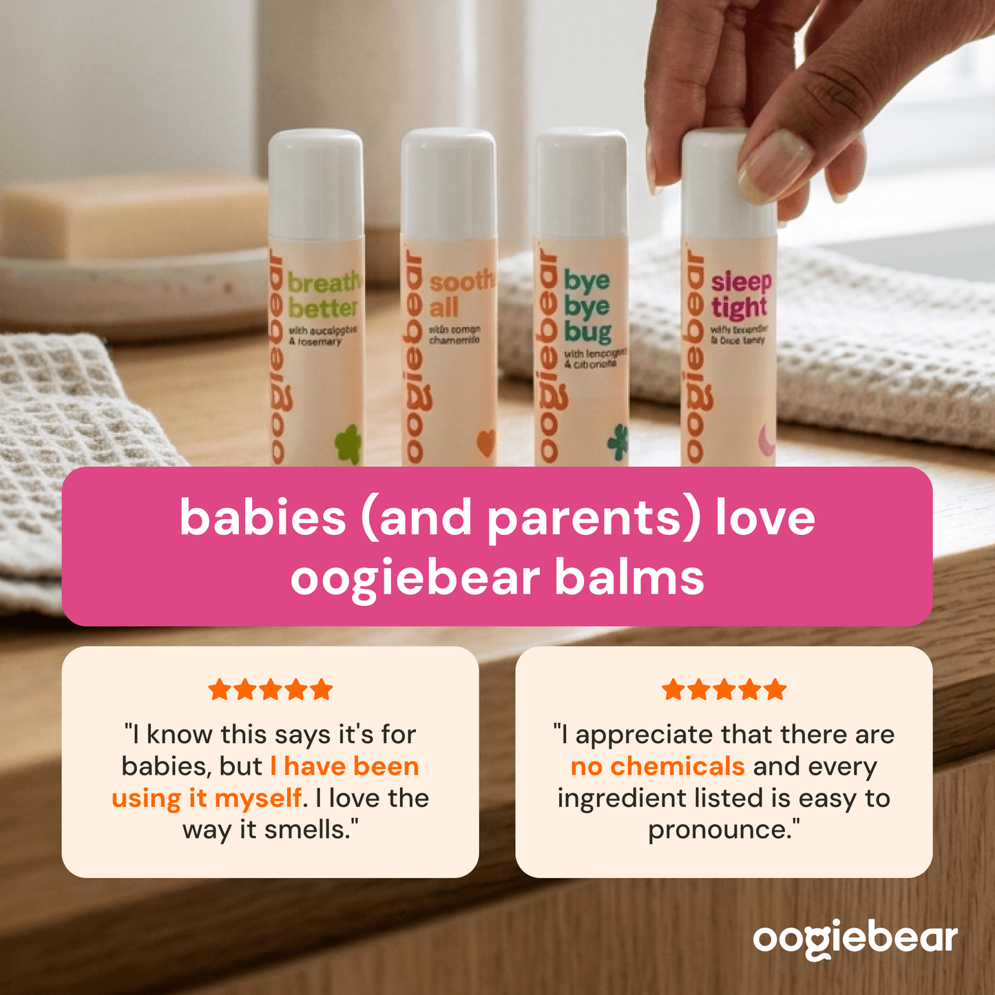oogiebear organic balm collection (4-pack)