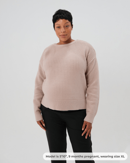 Button-Shoulder Maternity & Nursing Sweater w/Thumbhole Feature