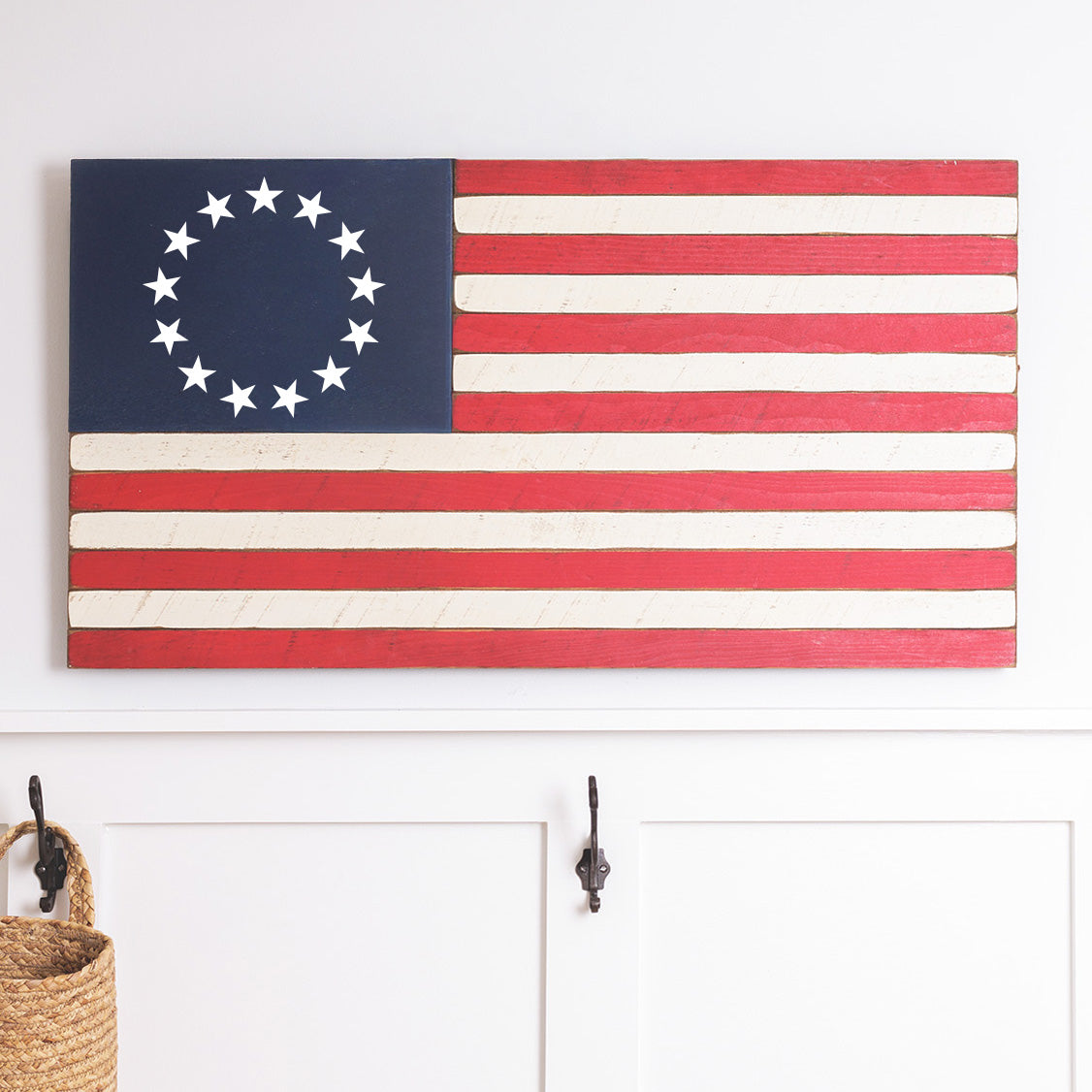 Collective - Betsy Ross Classic Wooden American Flag - Handcrafted Patriotic Wall Art