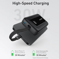 Anker Zolo Power Bank (10K, 30W) with a 5.4-inch (13.7 cm) built-in USB-C cable.