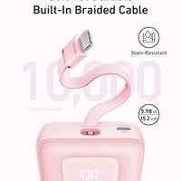 Anker Zolo Power Bank (10K, 30W) with a 5.4-inch (13.7 cm) built-in USB-C cable.