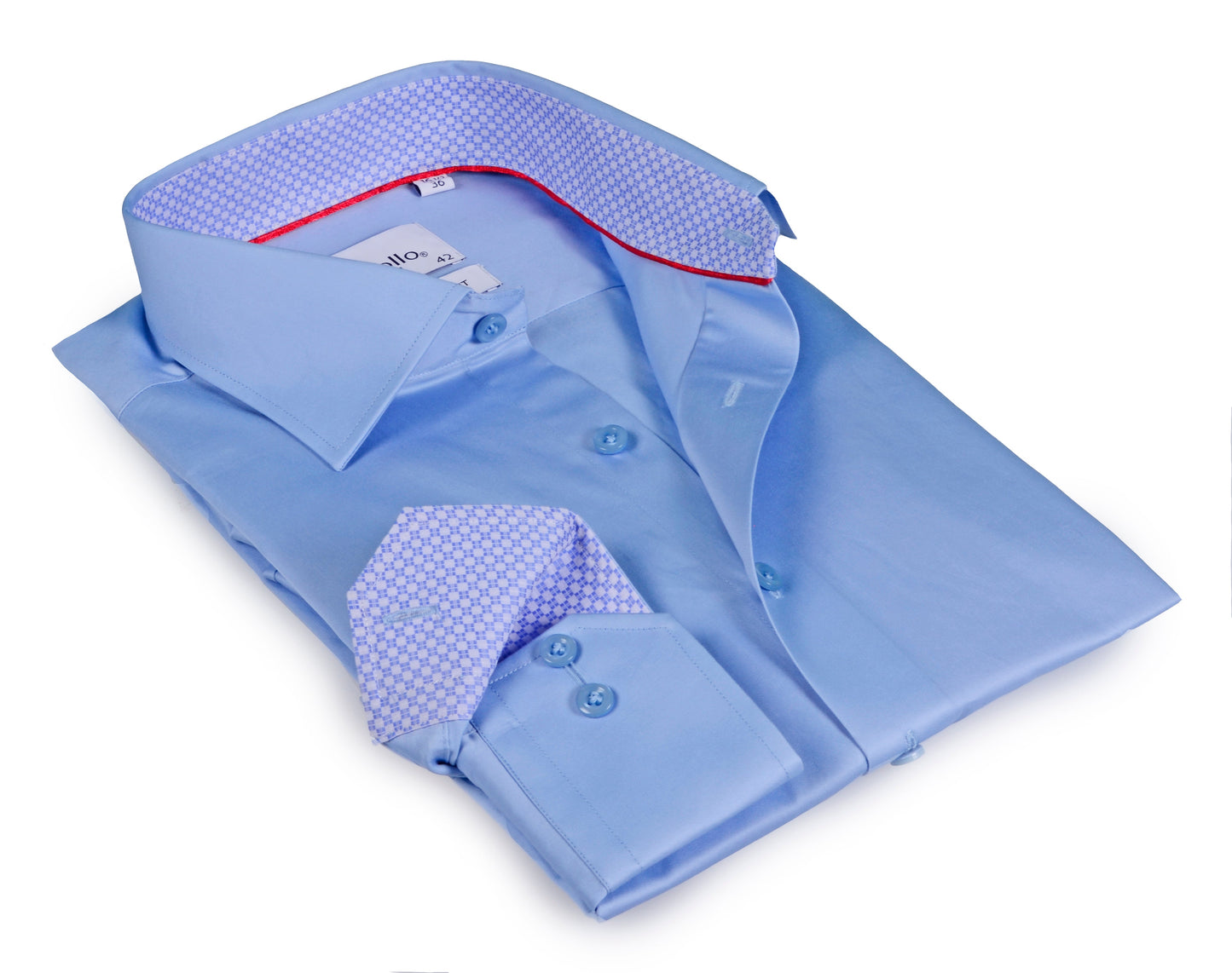 Blue Long Sleeve Shirt with contract trimming // Dual cuffs// contemporary fit- Final Sale