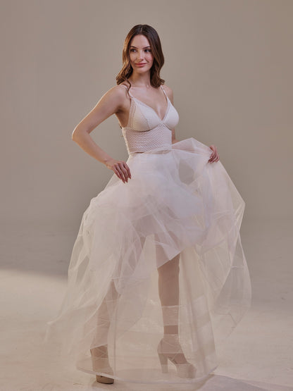 Bridal Petticoat with Corsage and Hard Net Tulle Underskirt  ,Wedding Crinoline with Petticoat Netting Fabric