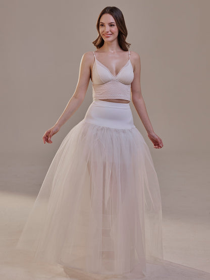 Bridal Petticoat with Corsage and Hard Net Tulle Underskirt  ,Wedding Crinoline with Petticoat Netting Fabric