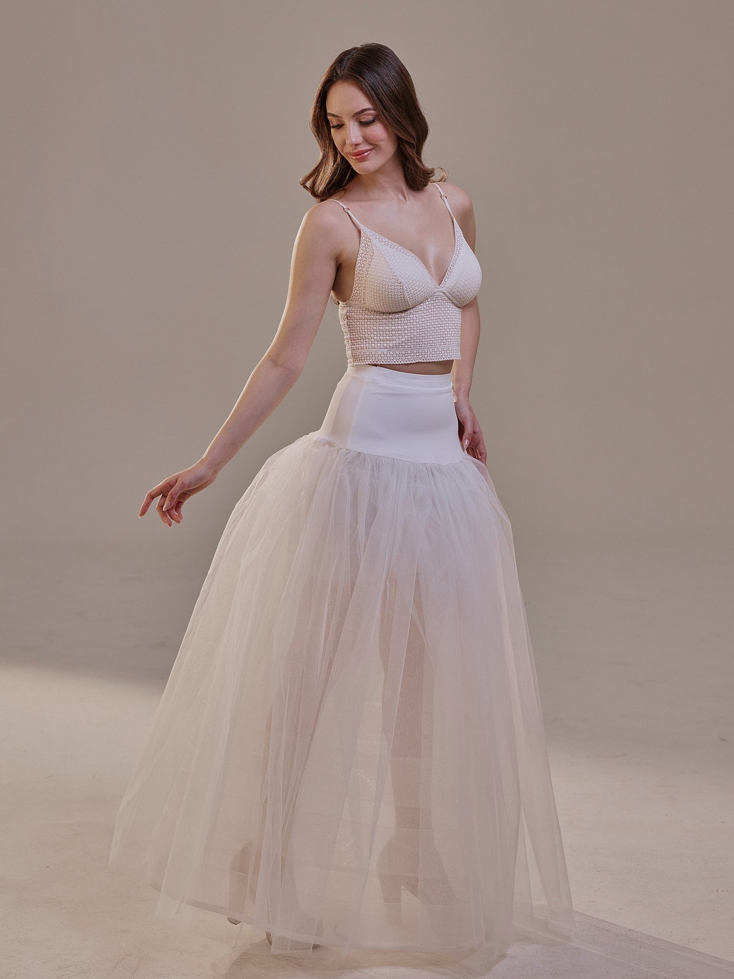 Bridal Petticoat with Corsage and Hard Net Tulle Underskirt  ,Wedding Crinoline with Petticoat Netting Fabric